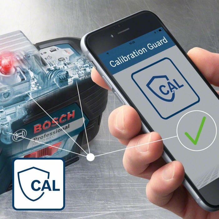 Bosch Professional GLL 3-80 C Nivel Láser de Línea 3x360°, 30m (120m con receptor), Bluetooth, IP54, Incluye Baterías 4