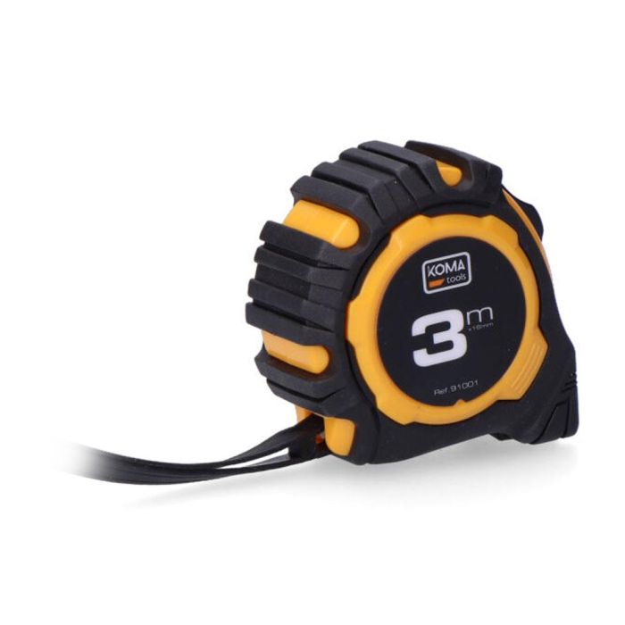 Koma Tools Flexómetro Standard 3 m x 16 mm, Cuerpo ABS Antideslizante con 2 Posiciones de Bloqueo y Clip para Cinturón, Cinta Amarilla Mate 2