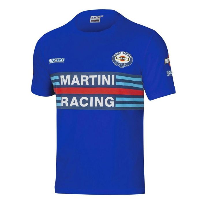 Sparco S01274MRAZ5XXL Camiseta Réplica Original del Icónico Mono Martini Racing Manga Corta Azul Claro Talla XXL Algodón Elastano