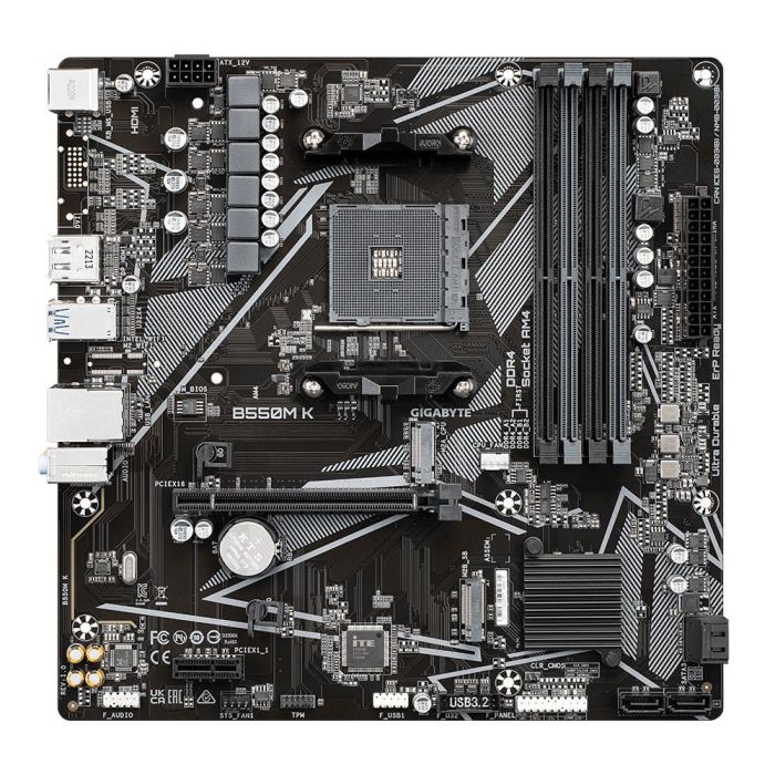 Gigabyte B550M K 1.0 Placa Base AMD B550 Socket AM4 Micro ATX, Compatible con AMD Ryzen 5, DDR4-SDRAM, 9MB55MK-00-10 1