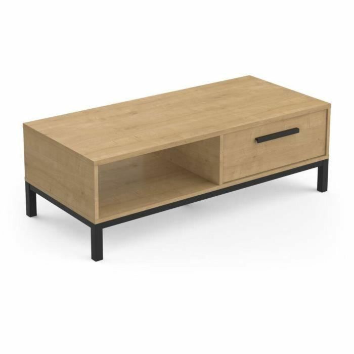 Demeyere CAL3397702718003 Mesa de centro CRAFT con 1 cajón y 1 nicho, Rectangular, Roble Hamilton/Negro, 110,4x50x36,9 cm 4