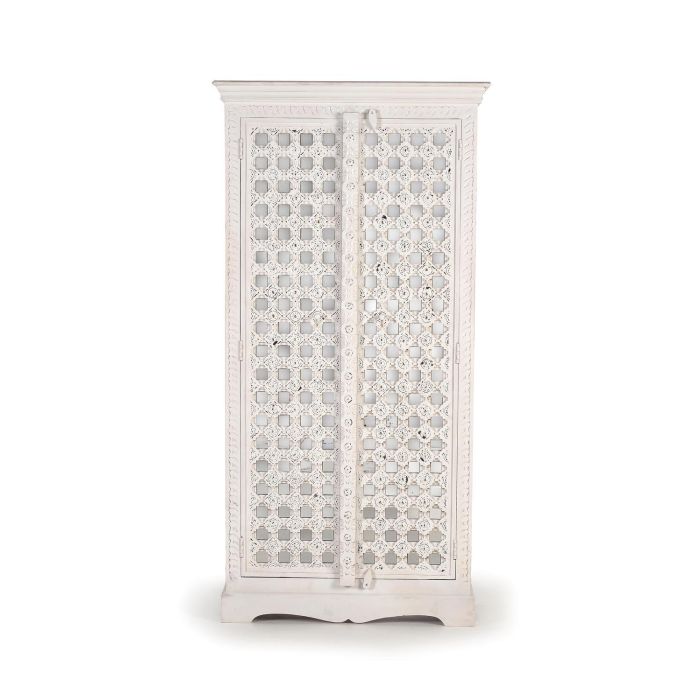 Giner y Colomer Armario Madera de Mango Blanco con Espejo 2 Puertas 3 Estantes 1