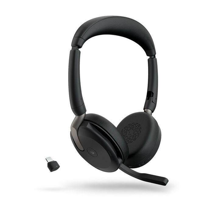 Jabra Evolve2 65 Flex MS Stereo Auriculares Bluetooth Inalámbricos y Alámbricos para Oficina/Centro de Llamadas con ANC y Certificación Teams 3