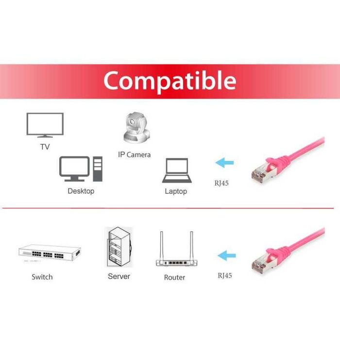 Equip Patchkabel Cat6 S/FTP 2xRJ45 0.50m pink LSZH Polybeutel 2