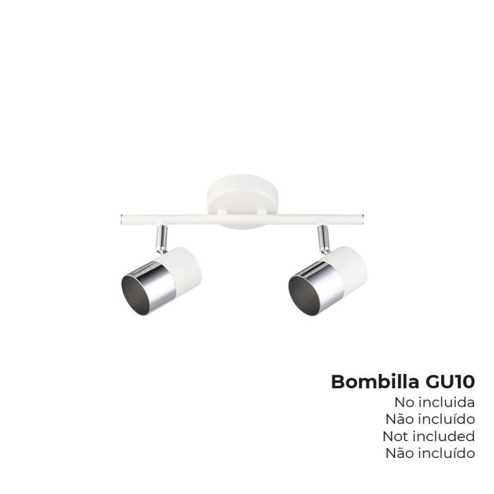 Edm Foco Metal 2 Elementos Modelo Moon GU-10 Abatible 180° Cromo Blanco Hueso para Techo y Pared 220-240V 50W 0 Edm Foco Metal 2 Elementos Modelo Moon GU-10 Abatible 180° Cromo Blanco Hueso para Techo y Pared 220-240V 50W 0