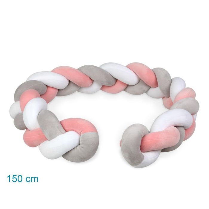 KioKids Trenza Protectora Cuna y Cama Chichonera Acolchada Bebé Rosa y Gris 1,50M 3 KioKids Trenza Protectora Cuna y Cama Chichonera Acolchada Bebé Rosa y Gris 1,50M 3