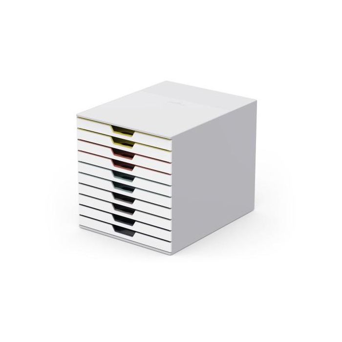 Durable VARICOLOR 10Fächer MIX Cajonera 10 cajones Plástico Multicolor/Blanco Apilable Bandeja Escritorio Oficina