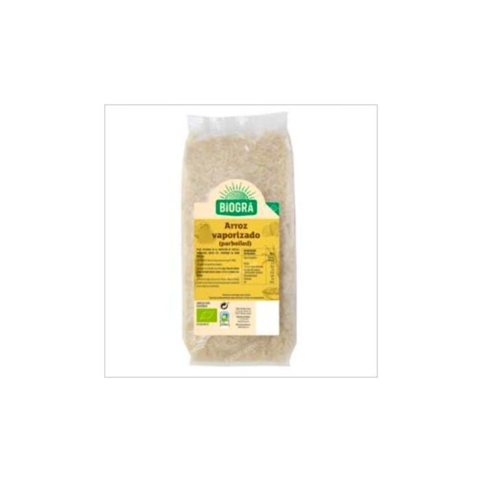 BIOGRA Arroz Vaporizado Precocido Bio 500g, sin gluten, sin lactosa, Vegano, listo en 12-15 minutos