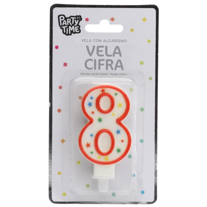 Vela Aniversario 8 Party Time 9,5 cm 1 Vela Aniversario 8 Party Time 9,5 cm 1