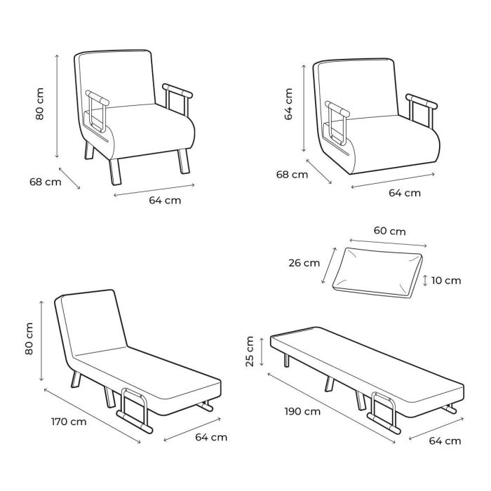 Sofá Cama Convertible Individual 4 en 1 Softfa InnovaGoods 7 Sofá Cama Convertible Individual 4 en 1 Softfa InnovaGoods 7