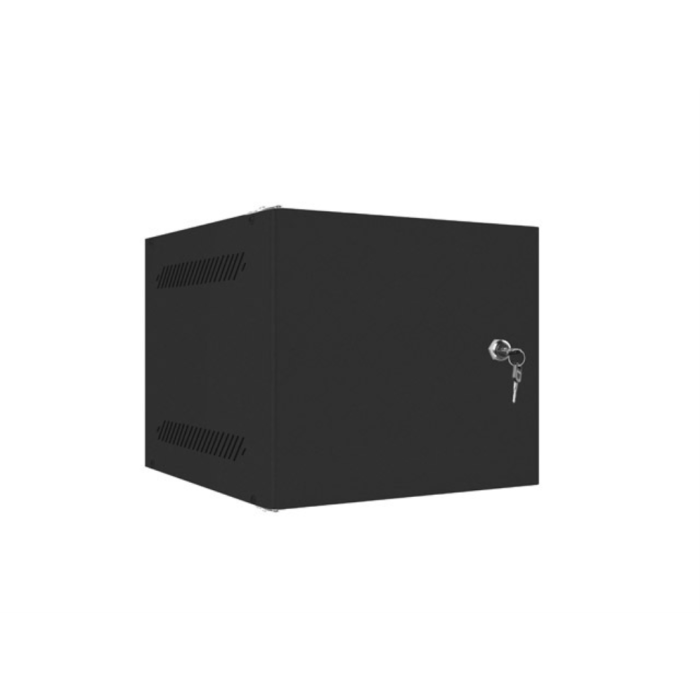 Lanberg WF10-2304-00B Armario Rack Mural 10 Pulgadas 4U IP20 Negro, Autoensamblable para IT/Telecomunicaciones, Puerta Cristal Templado 20kg