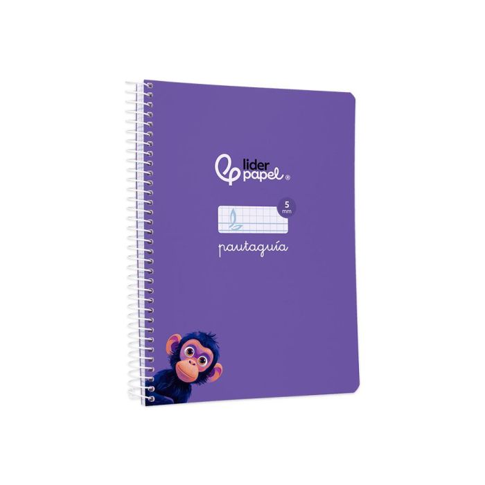 Cuaderno Espiral Liderpapel Din A5 Pautaguia Tapa Blanda 40H 75 gr Cuadro Pautado 5 mm Color Lila 5 unidades 4