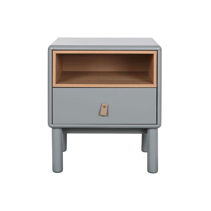 Mesita de Noche Home ESPRIT Azul Gris Natural Madera MDF 48 x 40 x 55 cm 2