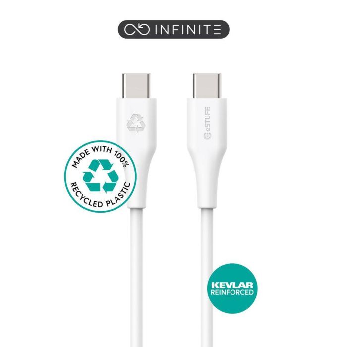 eSTUFF INFINITE Super Soft USB-C to USB-C Cable 0.5m - 100% Recycled PVC Free Plastic eSTUFF INFINITE Super Soft USB-C to USB-C Cable 0.5m - 100% Recycled PVC Free Plastic