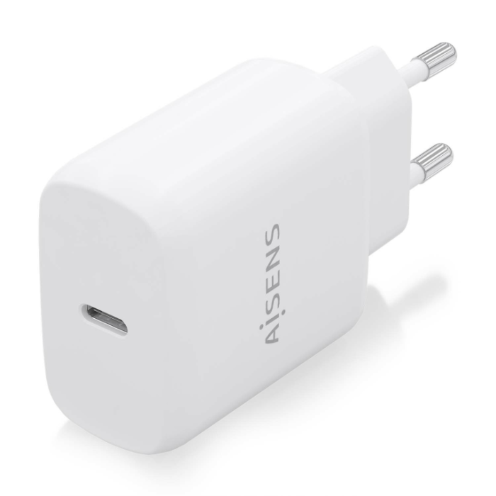 Aisens Cargador USB-C PD3.0 25W con Tecnología Power Delivery para móviles, cámaras y tablets, Blanco