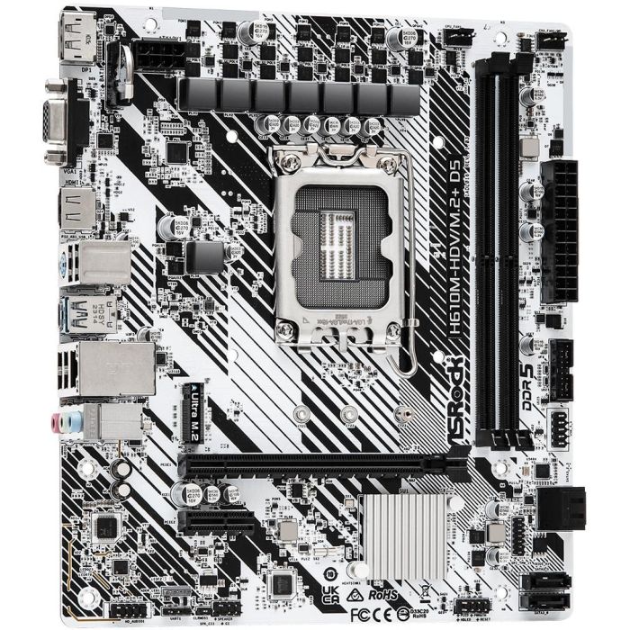 Asrock Placa Base H610M-HDV M.2/D4, Micro ATX, LGA1700, DDR5, Soporte para Intel 14th, 13th & 12th Gen, HDMI, DisplayPort, USB 3.2 Gen1 3 Asrock Placa Base H610M-HDV M.2/D4, Micro ATX, LGA1700, DDR5, Soporte para Intel 14th, 13th & 12th Gen, HDMI, DisplayPort, USB 3.2 Gen1 3