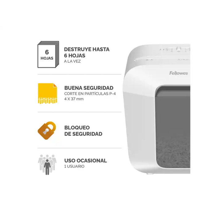 Fix Destructora LX25 Capacidad 6 Hojas Seguridad P4 Partículas Destruye Grapas Clips Tarjetas 5