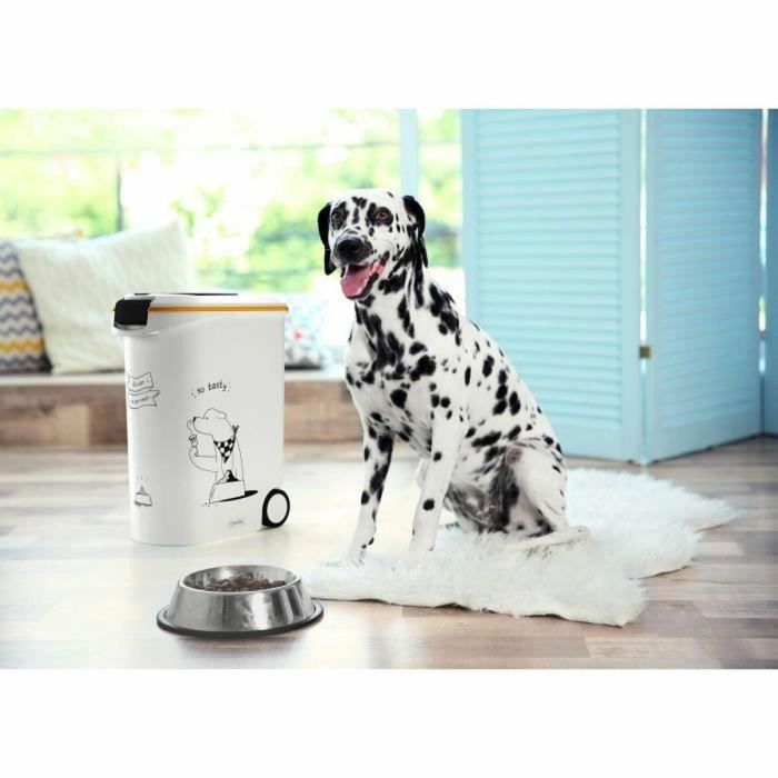 CURVER Envase de alimento seco 54 L / 20 kg - Cena mascotas - Blanco - 49,3 x 27,8 x 60,5 cm - Para perros 1