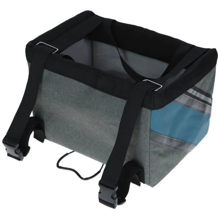 Kerbl KER1685158534211 Bolsa de bicicleta para perros o gatos - Vacaciones - Gris/azul - 38x29x25 cm 1