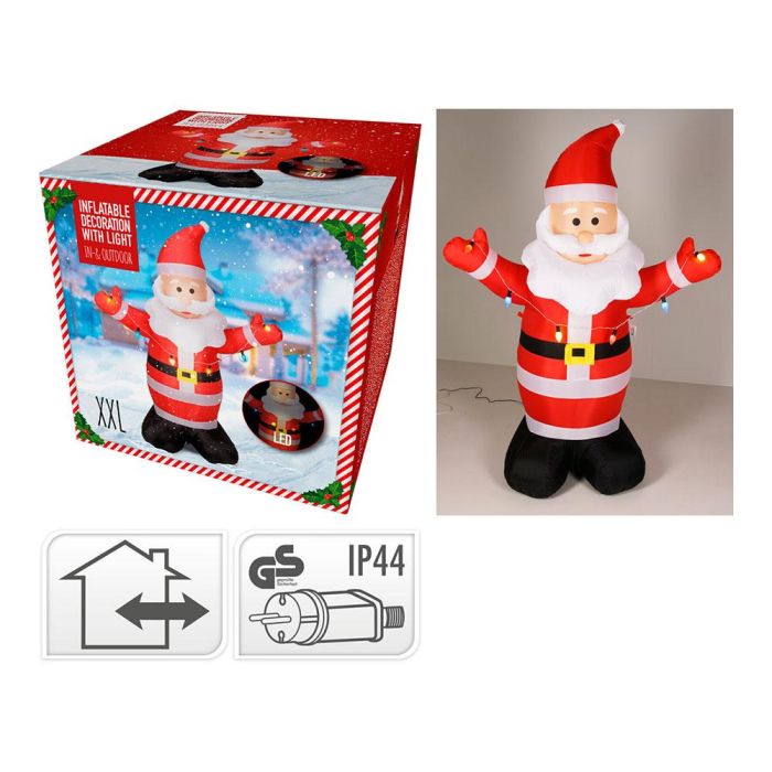 Basics Papa Noel Hinchable con LED para Exterior IP44 - 6 Bombillas de Colores - 120 x 70 x 190 cm