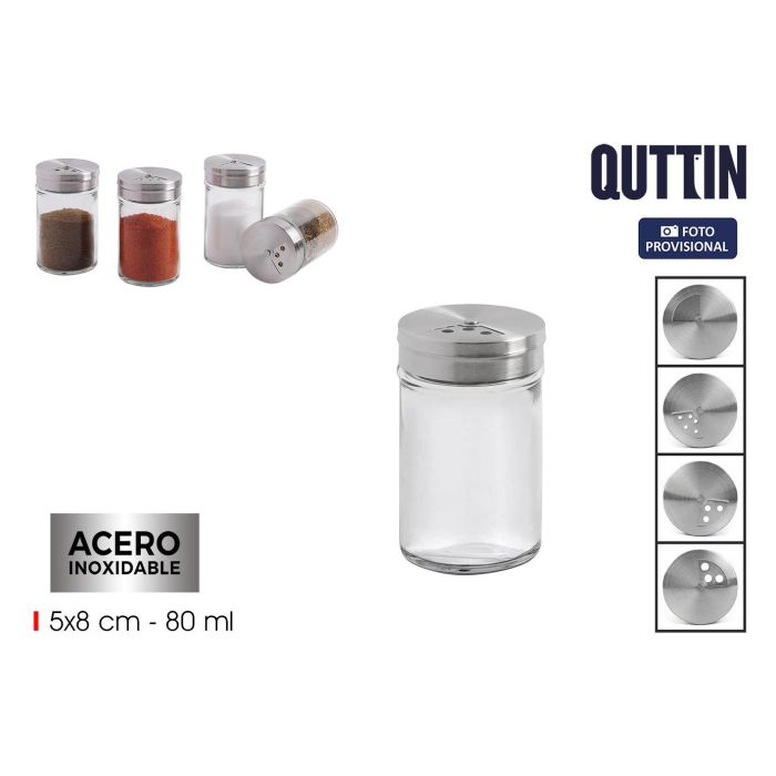 Especiero de vidrio e inoxidable Quttin 5x8 cm - Inde (24 Unidades) Especiero de vidrio e inoxidable Quttin 5x8 cm - Inde (24 Unidades)