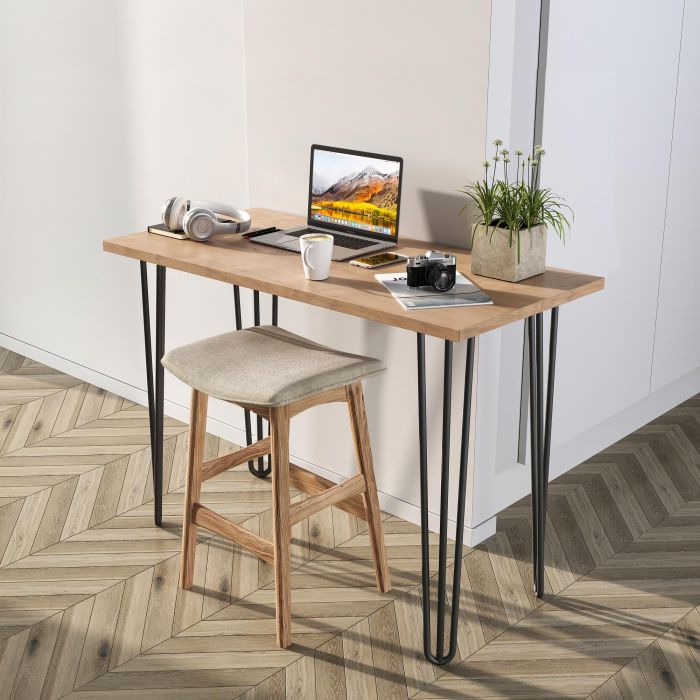 Emuca Lote de 4 patas Hairpin de 3 varillas para mesa, altura 710mm, Acero, Pintado negro 1