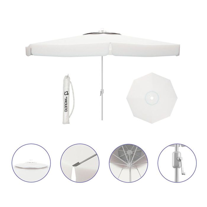 Sombrilla Marbueno Blanco Poliéster Aluminio Ø 300 cm 3 Sombrilla Marbueno Blanco Poliéster Aluminio Ø 300 cm 3
