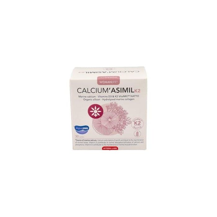 INTERSA Calcium Asimil K2 30 Sobres - Ayuda a Aumentar la Densidad Ósea y Mejorar la Movilidad