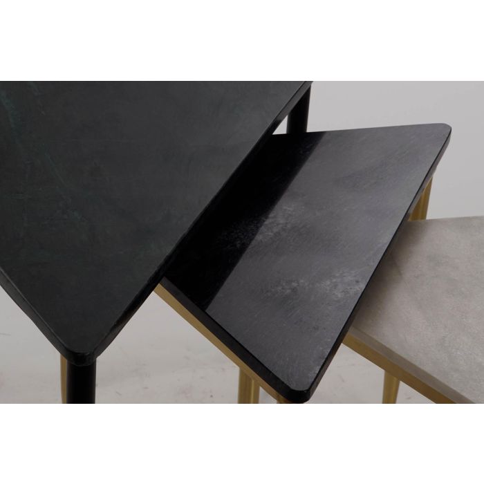 Mesita Auxiliar Moderno DKD Home Decor Blanco Negro 46.5 x 53 x 68 cm Set de 3 3 Mesita Auxiliar Moderno DKD Home Decor Blanco Negro 46.5 x 53 x 68 cm Set de 3 3