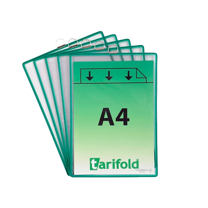 Djois Funda para colgar DIN A4 PVC con anilla, marco verde, pack 5 unidades 1