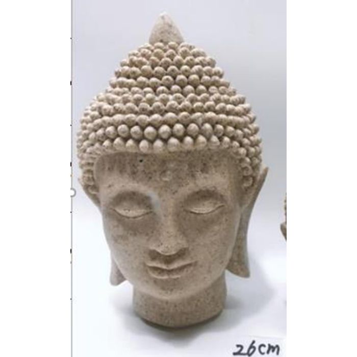 DKD Home Decor Figura Oriental de Cabeza de Buda en Resina Gris Claro 15x25x16 cm (2 Unidades)