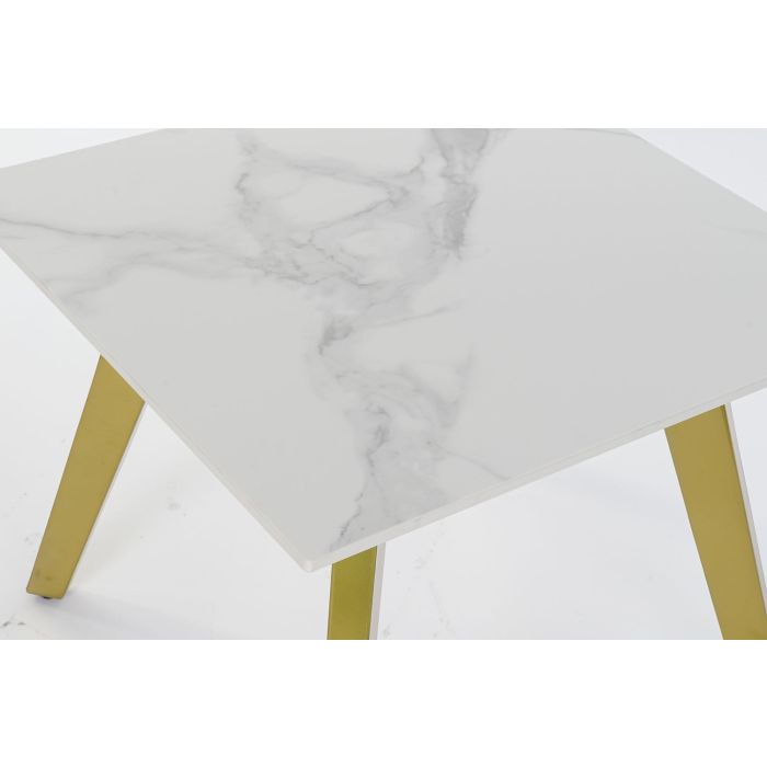 DKD Home Decor Mesita Auxiliar Moderna Reversible Doble Cara, de Metal y Cerámica en Dorado y Blanco, 60x48x60 cm 1 DKD Home Decor Mesita Auxiliar Moderna Reversible Doble Cara, de Metal y Cerámica en Dorado y Blanco, 60x48x60 cm 1