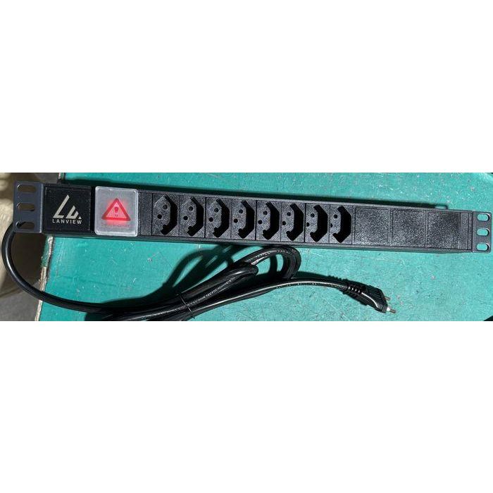 Lanview 19'' rack mount power strip, 2m, 10A with 8 x Swiss type J socket