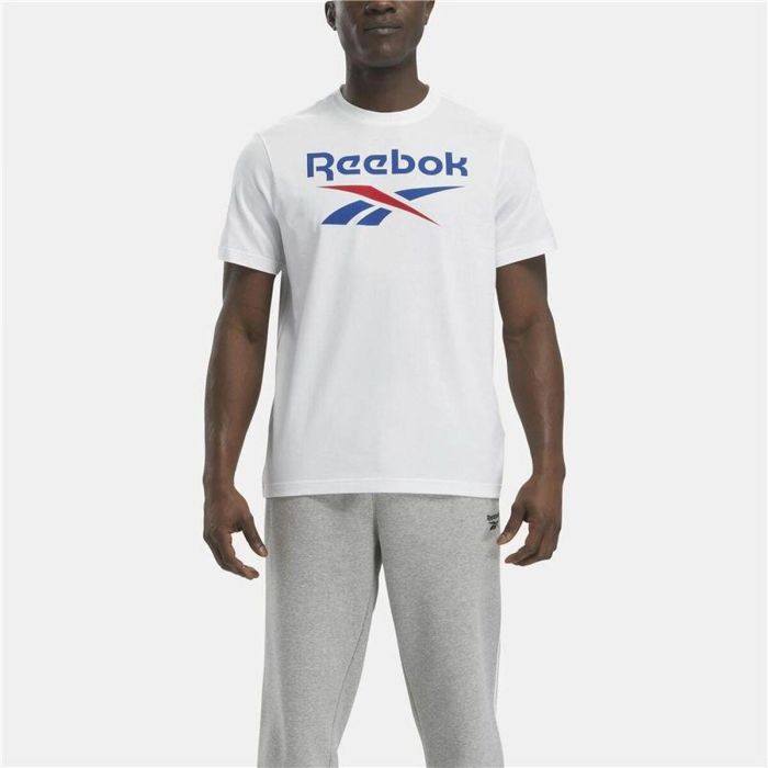 Camiseta de Manga Corta Hombre Reebok Identity Big Stacked Logo Blanco 4