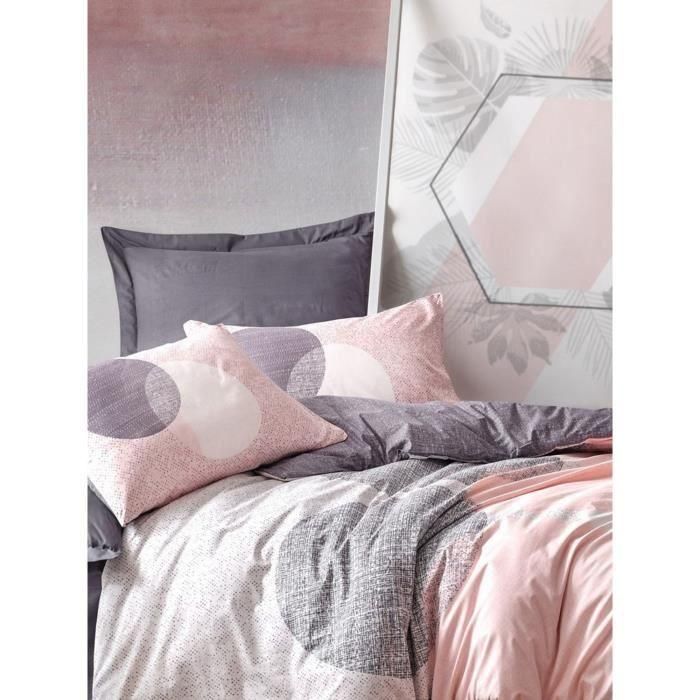 Juego de cama - 1 funda nórdica 220x240 cm + 2 fundas de almohada 60x60 cm - 100% algodón - Gris 3 Juego de cama - 1 funda nórdica 220x240 cm + 2 fundas de almohada 60x60 cm - 100% algodón - Gris 3