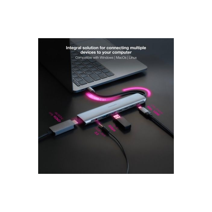 Docking Tipo-C Nanocable 10.16.4608/ 2xUSB/ 3xUSB Tipo-C/ 1xHDMI 4K/ 1xJack 3.5/ 1xUSB Tipo-C PD/ Gris 3 Docking Tipo-C Nanocable 10.16.4608/ 2xUSB/ 3xUSB Tipo-C/ 1xHDMI 4K/ 1xJack 3.5/ 1xUSB Tipo-C PD/ Gris 3