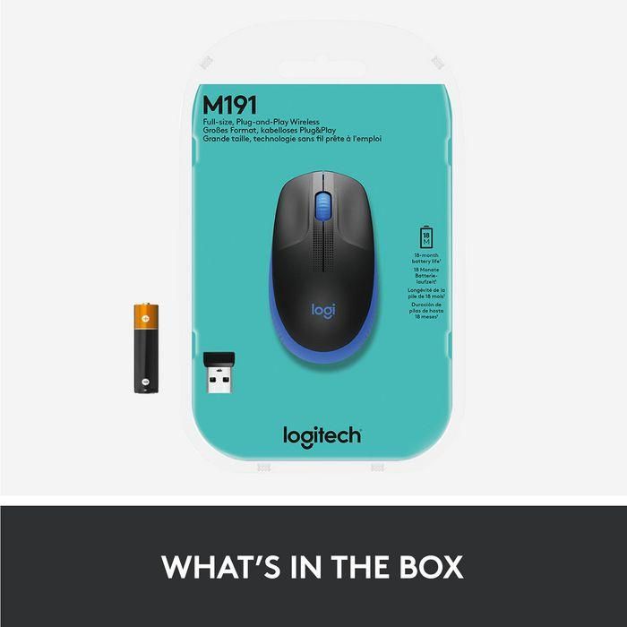 Logitech M190 Ratón Inalámbrico de Tamaño Completo Ergonómico para Manos Grandes, RF, 18 Meses de Batería, Azul 11