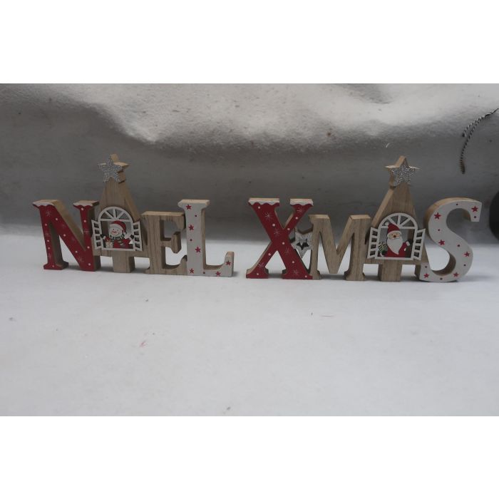 DKD Home Decor Decoración Navidad Tradicional Set 6 Unidades MDF Colores Surtidos Natural Rojo Blanco 2 x 16.5 x 28 cm