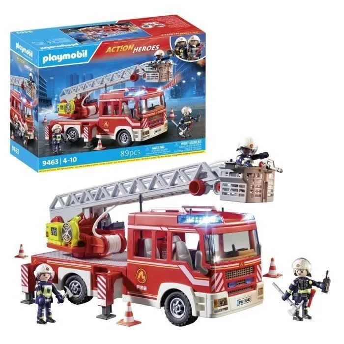 Playmobil Camión de Bomberos con Escalera Extensible 9463 Compatible con Módulo RC, Luces y Sonidos