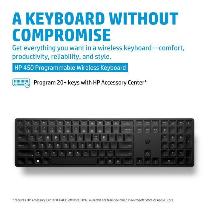 HP 450 Teclado Inalámbrico Programable con 20+ Teclas Personalizables, Materiales Sostenibles y Fácil Limpieza 2