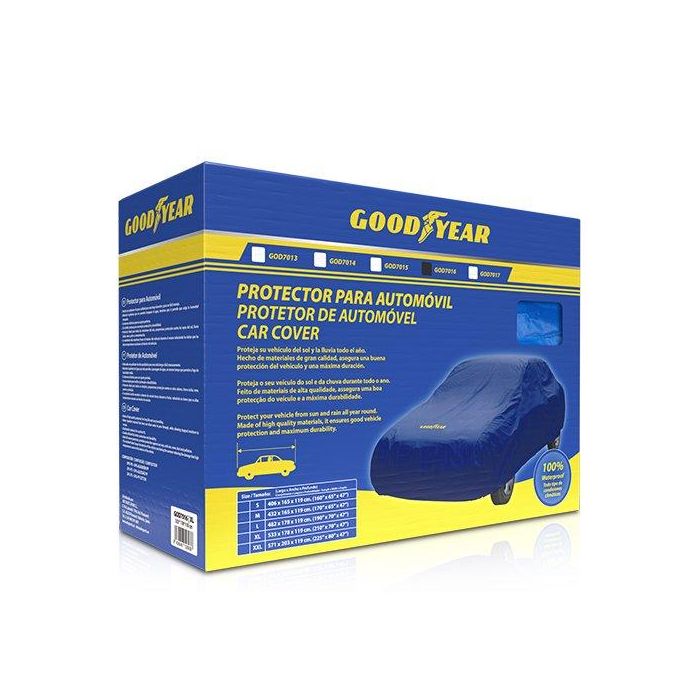 Good Year GOD7016 Funda Protectora Cubre Coche Talla XL Impermeable y Transpirable para Exterior/Interior Protección UV Azul 1