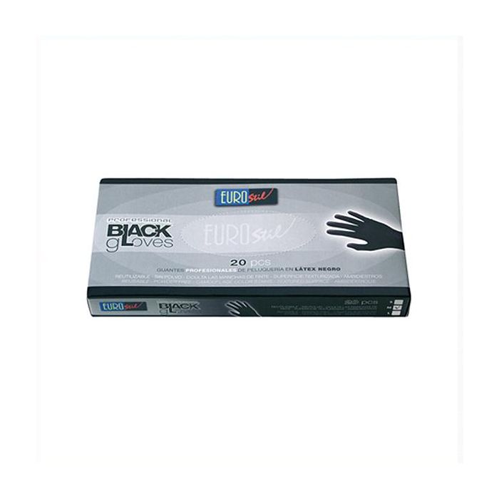 EuroStil Guantes de Látex Negro Medium/M - 20 unidades