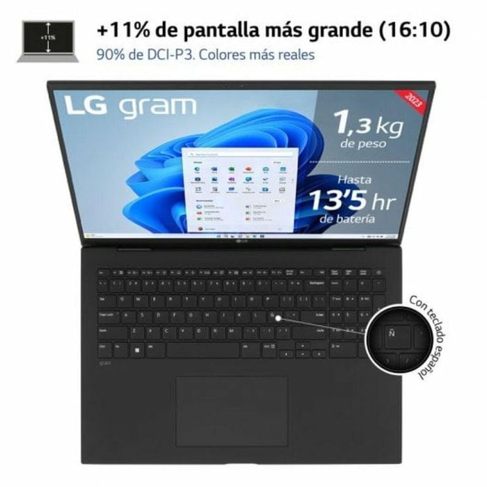 LG Gram 17Z90R-E.AD75B Portátil Ultraligero Intel Core i7-1360P 32GB 512GB SSD RTX 3050 17" WQXGA IPS Antireflejo Win 11 9 LG Gram 17Z90R-E.AD75B Portátil Ultraligero Intel Core i7-1360P 32GB 512GB SSD RTX 3050 17" WQXGA IPS Antireflejo Win 11 9