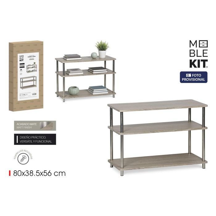 Inde Estantería Madera-Acero 3 Niveles Moblekit 0 Inde Estantería Madera-Acero 3 Niveles Moblekit 0