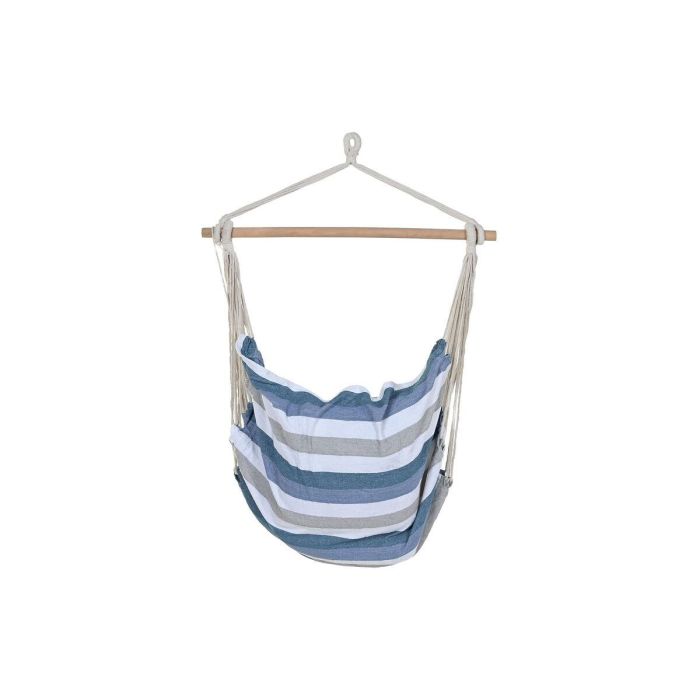 DKD Home Decor Silla Colgante para Terraza y Jardín, Rayas Azul y Blanco, Algodón Poliéster, Capacidad 100kg, 100x60x135 cm 1 DKD Home Decor Silla Colgante para Terraza y Jardín, Rayas Azul y Blanco, Algodón Poliéster, Capacidad 100kg, 100x60x135 cm 1