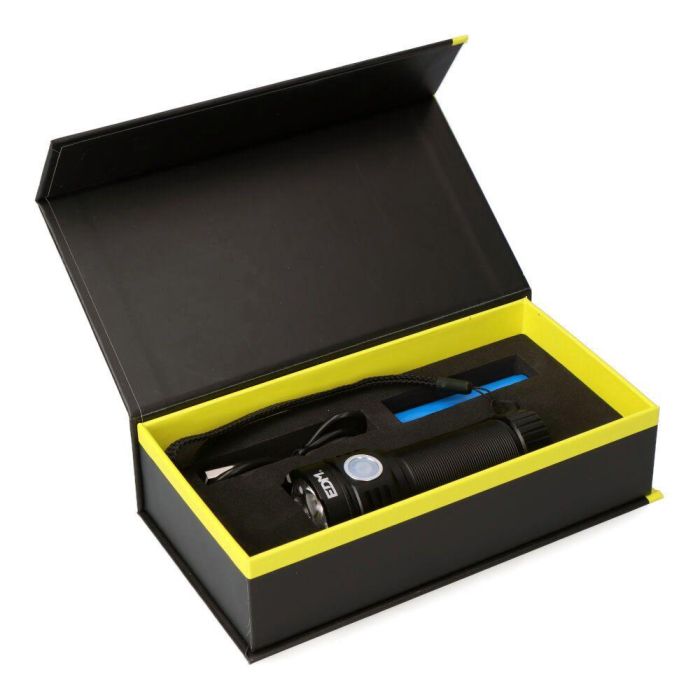 EDM Linterna Recargable 3300lm, 3 LEDs 30W, USB Tipo-C, Batería 2000mAh, Aluminio, Resistencia IP54, Color Negro, Ø4x10.5cm EDM Linterna Recargable 3300lm, 3 LEDs 30W, USB Tipo-C, Batería 2000mAh, Aluminio, Resistencia IP54, Color Negro, Ø4x10.5cm