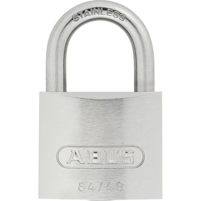 Candado de latón macizo - ABUS - 84IB/40 - Arco de acero inoxidable - Piezas interiores anticorrosión Candado de latón macizo - ABUS - 84IB/40 - Arco de acero inoxidable - Piezas interiores anticorrosión