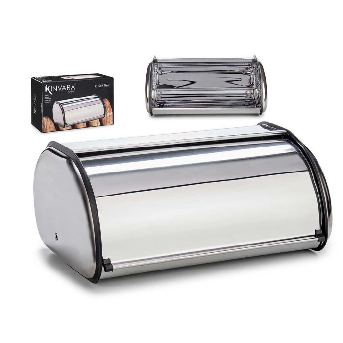 Kinvara Panera de Acero Inoxidable con Tapa Deslizante 43x28x19 cm (4 Unidades) Kinvara Panera de Acero Inoxidable con Tapa Deslizante 43x28x19 cm (4 Unidades)