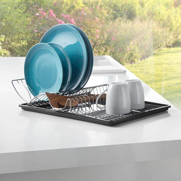 Metaltex Escurreplatos con ala abatible Wing-Tex 50x31x11cm, gran capacidad de carga, recubrimiento polytherm metallic 3