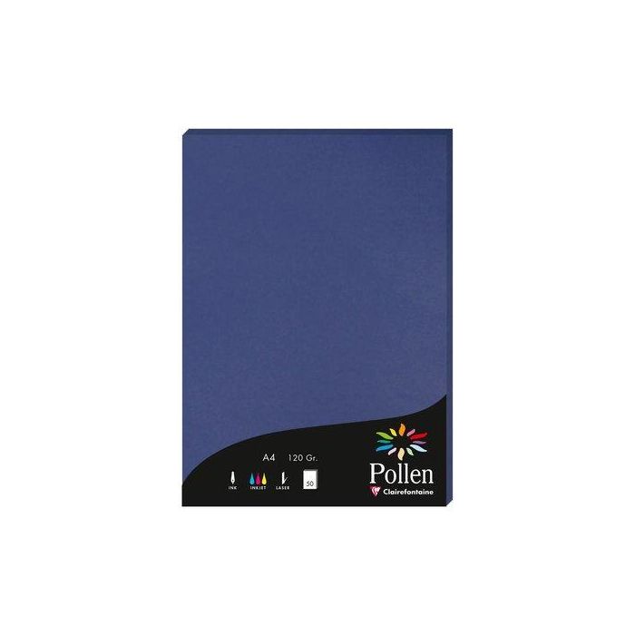 Papel Clairefontaine Pollen A4 120G 50H Azul Noche